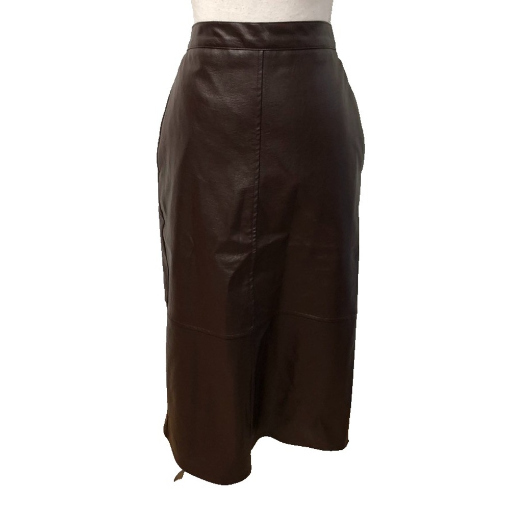 The Frankie Shop Faux Vegan Leather Maxi Skirt‎ Womens Small Brown Elastic Waist